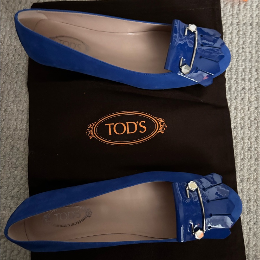 Tod's Women's Royal Blue Patent Loafers
